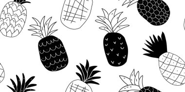 Siyah ve beyaz minimalist ananas deseni