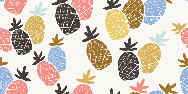 Colorful minimalistic pineapples pattern — Stock Vector