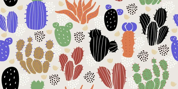 Naadloos patroon met cactussen, vetstoffen — Stockvector