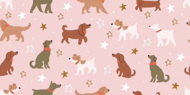 Şirin köpekli, yıldızlı, pürüzsüz desen