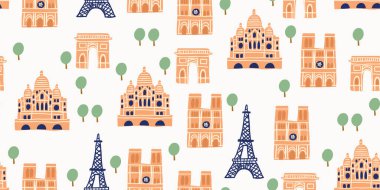 Kusursuz desenler. Turistik Paris simgeleri.