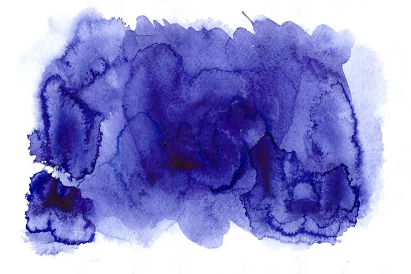 白色纸上的蓝色抽象水彩污渍 从刷子 透明胶片和不同的油漆色调的污点 污迹和条纹的艺术插图 — 图库照片