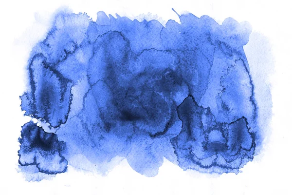 Mancha Azul Acuarela Abstracta Aislada Sobre Papel Blanco Ilustración Artística —  Fotos de Stock