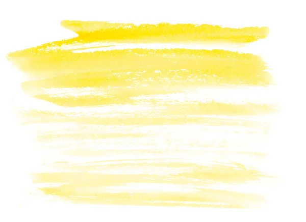Gele Handgemaakte Penseelstreek Aquarel Vlek Geïsoleerd Een Witte Achtergrond Abstracte — Stockfoto