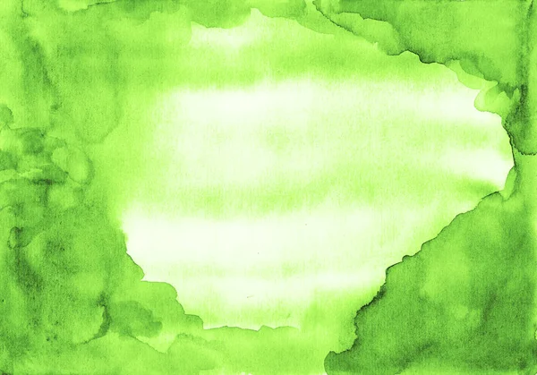 Green watercolor abstract frame of blots and spots with a light space for text in the center.