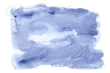 Mavi suluboya leke üzerinde izole beyaz arka plan. Suluboya şablon tuval tasarımınız için.