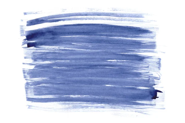 Azul Aquarela Mão Desenhada Linha Listrada Mancha Isolada Fundo Branco — Fotografia de Stock
