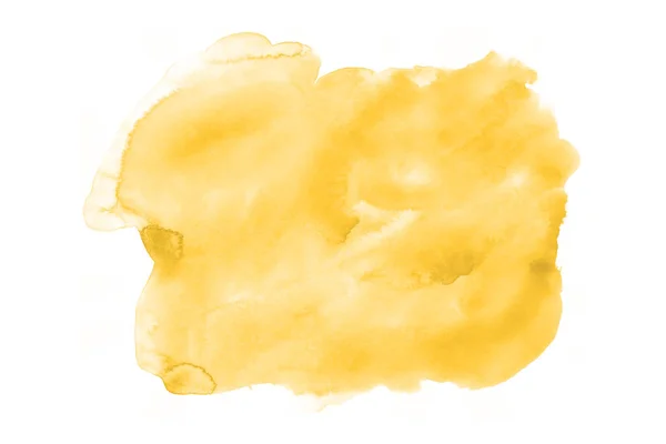 Aquarela Amarela Oval Sobre Fundo Branco Cor Salpicando Papel Uma — Fotografia de Stock