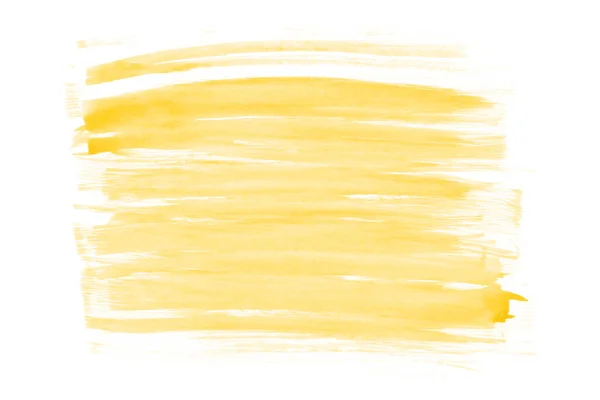 Amarelo Aquarela Mão Desenhada Linha Listrada Mancha Isolada Fundo Branco — Fotografia de Stock