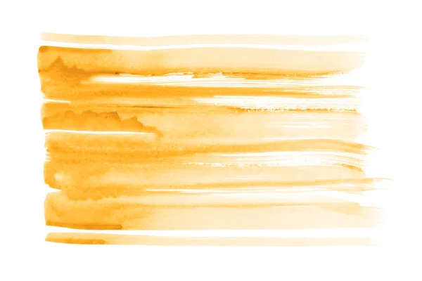 Oranje Aquarelle Borstel Verf Papier Textuur Geïsoleerde Vlek Element Voor — Stockfoto