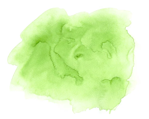 Aquarelle Verte Teinte Dessinée Main Sur Texture Grain Papier Blanc — Photo