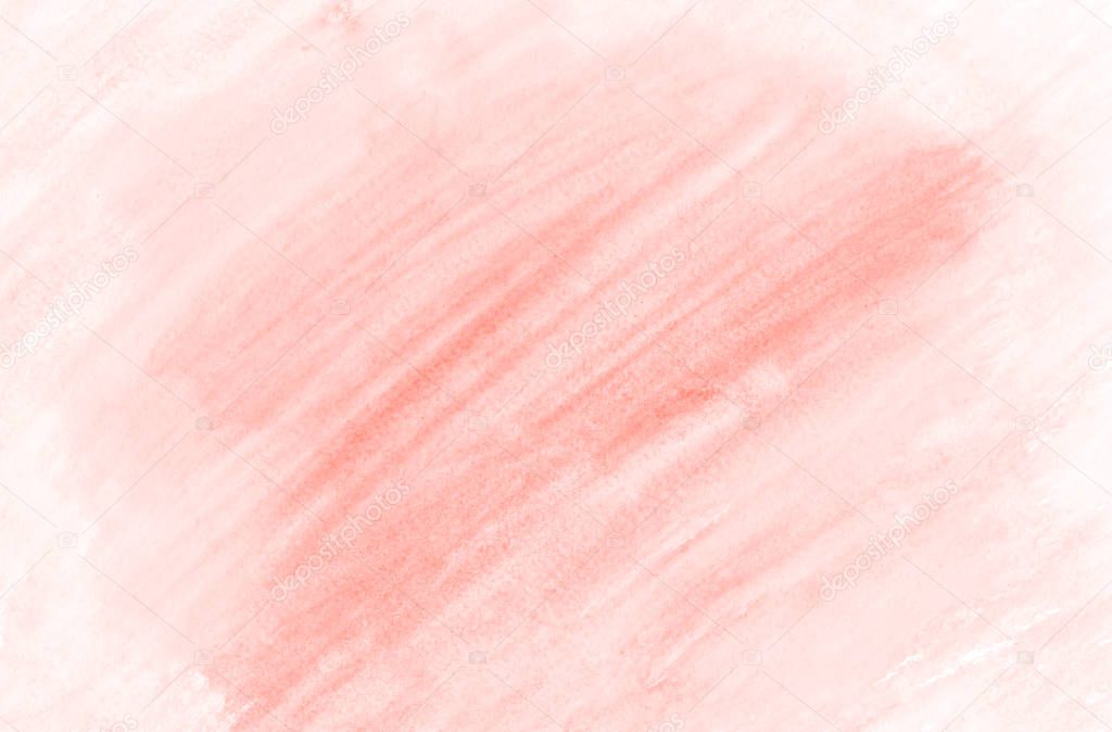 Living Coral Pantone watercolor background isolated on white paper texture, for text, tag, logo, design.