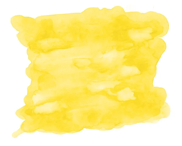 Fundo Abstrato Amarelo Respingo Aquarela Pintado Manualmente Fundo Branco Mancha — Fotografia de Stock