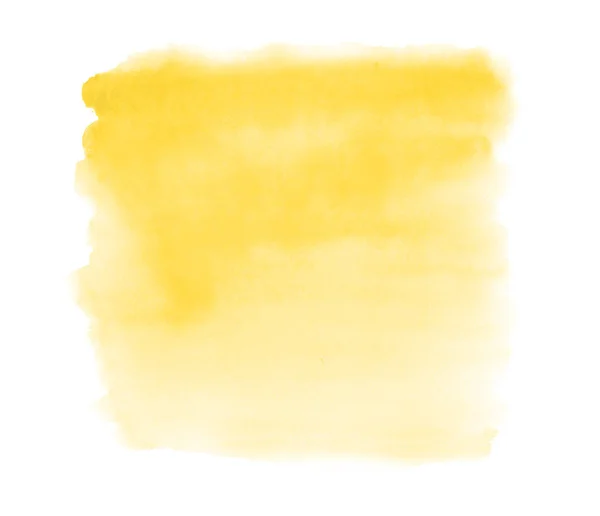Pata galbenă de acuarelă vopsită cu o perie desenată manual — Fotografie, imagine de stoc