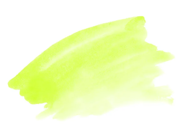 Light yellow-green watercolor brush stain. Colorful backgound el — Stock Photo, Image