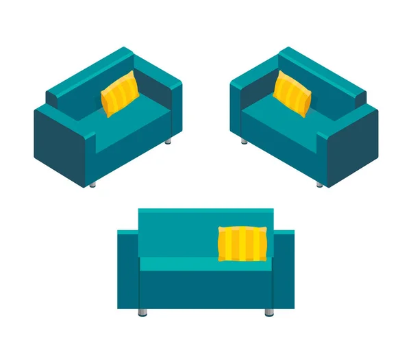 Isometrisch des Vektor-Symbols für das Sofa zu Hause — Stockvektor