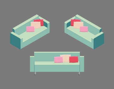 İzometrik ev kanepe vektör simgesi 