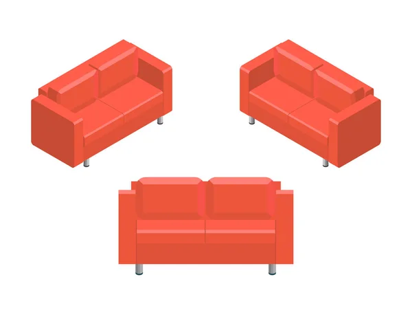 Isometrica dell'icona vettoriale del divano domestico — Vettoriale Stock