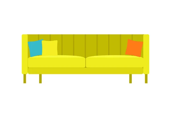 Grünes weiches, stilvolles Sofa für zu Hause und im Büro auf weißem Hintergrund. Vektorcouch. Sofa flach Illustration — Stockvektor