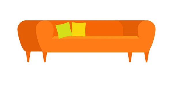 Orangefarbenes Sofa für zu Hause und im Büro auf weißem Hintergrund. Vektorcouch. Sofa flach Illustration — Stockvektor