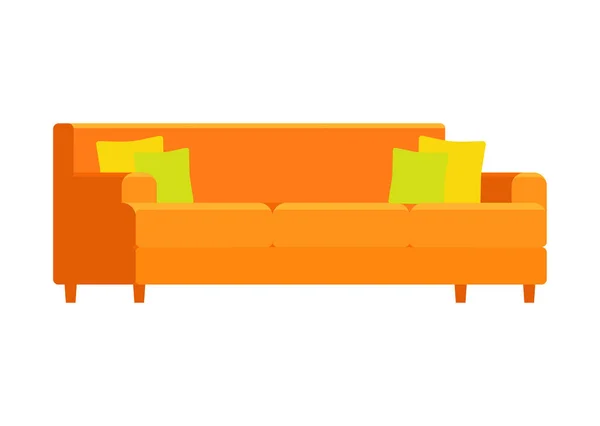 Sofá elegante macio laranja para casa e escritório em um fundo branco. Sofá de vetor. Sofá ilustração plana — Vetor de Stock