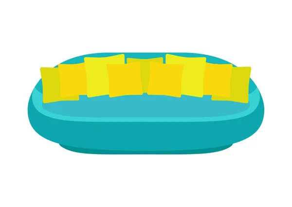 Синій м'який стильний диван для будинку та офісу на білому тлі. Векторний диван. Пласка ілюстрація — стоковий вектор