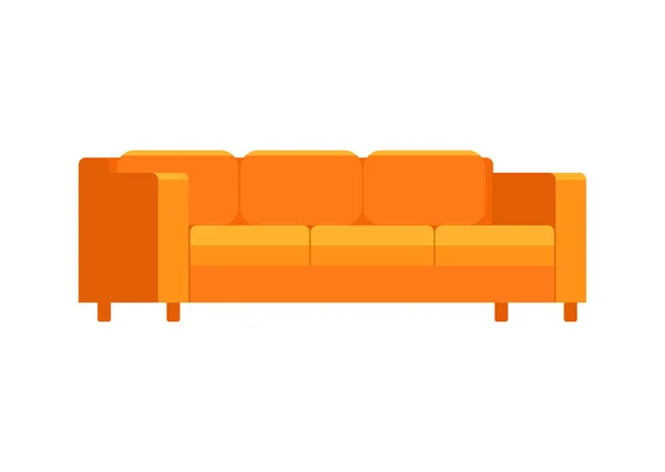 Orangefarbenes Sofa für zu Hause und im Büro auf weißem Hintergrund. Vektorcouch. Sofa flach Illustration — Stockvektor