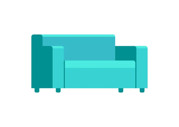 Sofá azul suave y elegante para el hogar y la oficina sobre un fondo blanco. Sofá vectorial. Sofá ilustración plana — Vector de stock