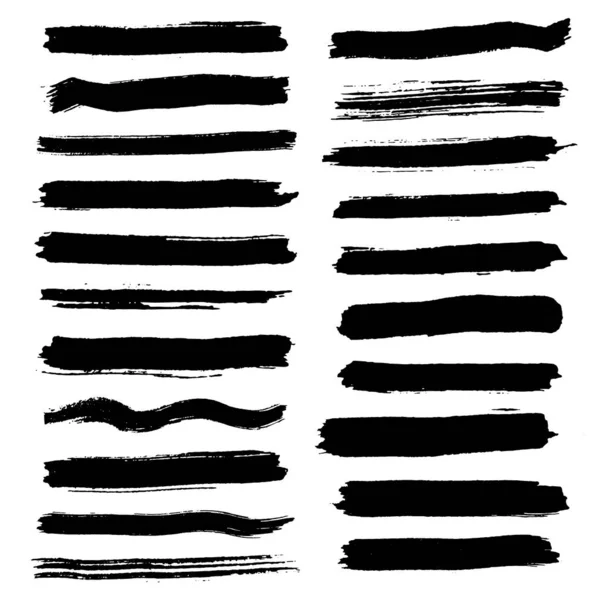 Brush strokes for text fields. Vector brush set. Dirty banner texture. Ink splatter. Painted items. Strokes and ink lines. — Stock Vector