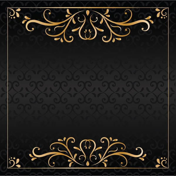 Vintage koyu lüks altın davetiye kartı şablonu.