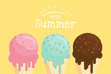 Dondurma waffle koni Merhaba yaz büyük erime.