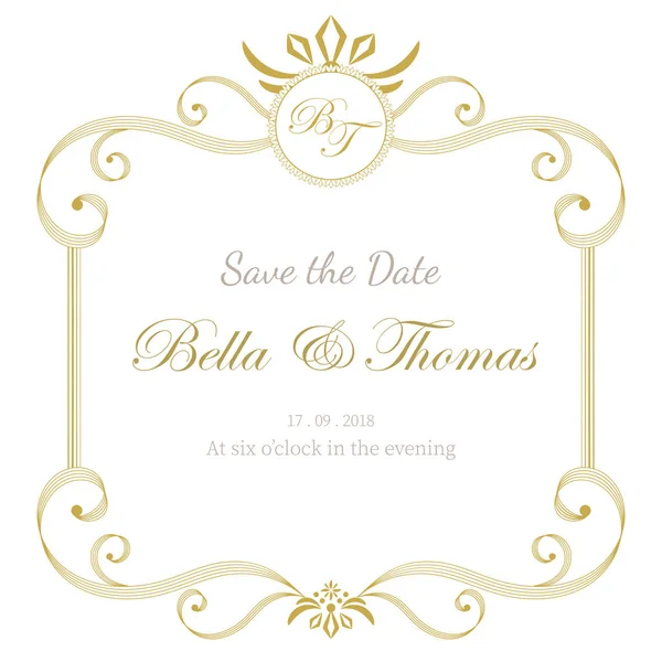 Vintage lüks davetiye düğün kartı en az şablonu.