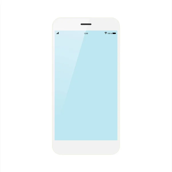 Smartphone Blanco Con Pantalla Táctil Blanco Aislado Sobre Fondo Blanco — Vector de stock