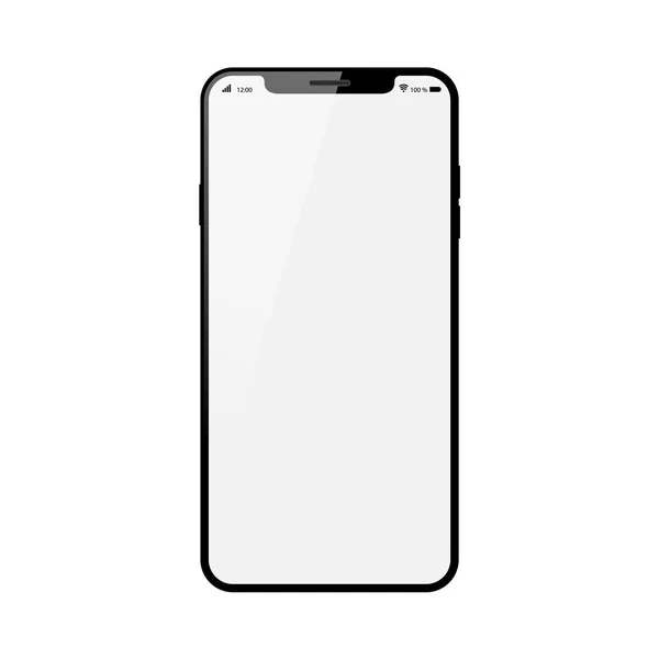 Smartphone Negro Con Pantalla Táctil Blanco Aislado Sobre Fondo Blanco — Vector de stock