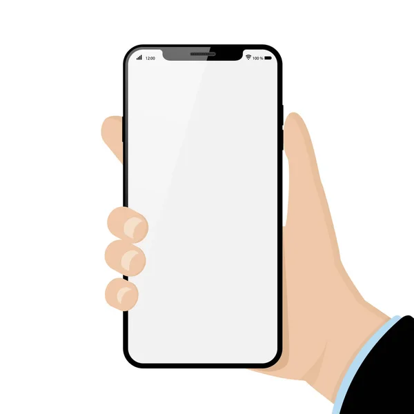 Cep telefonu izole vektör tutan el.