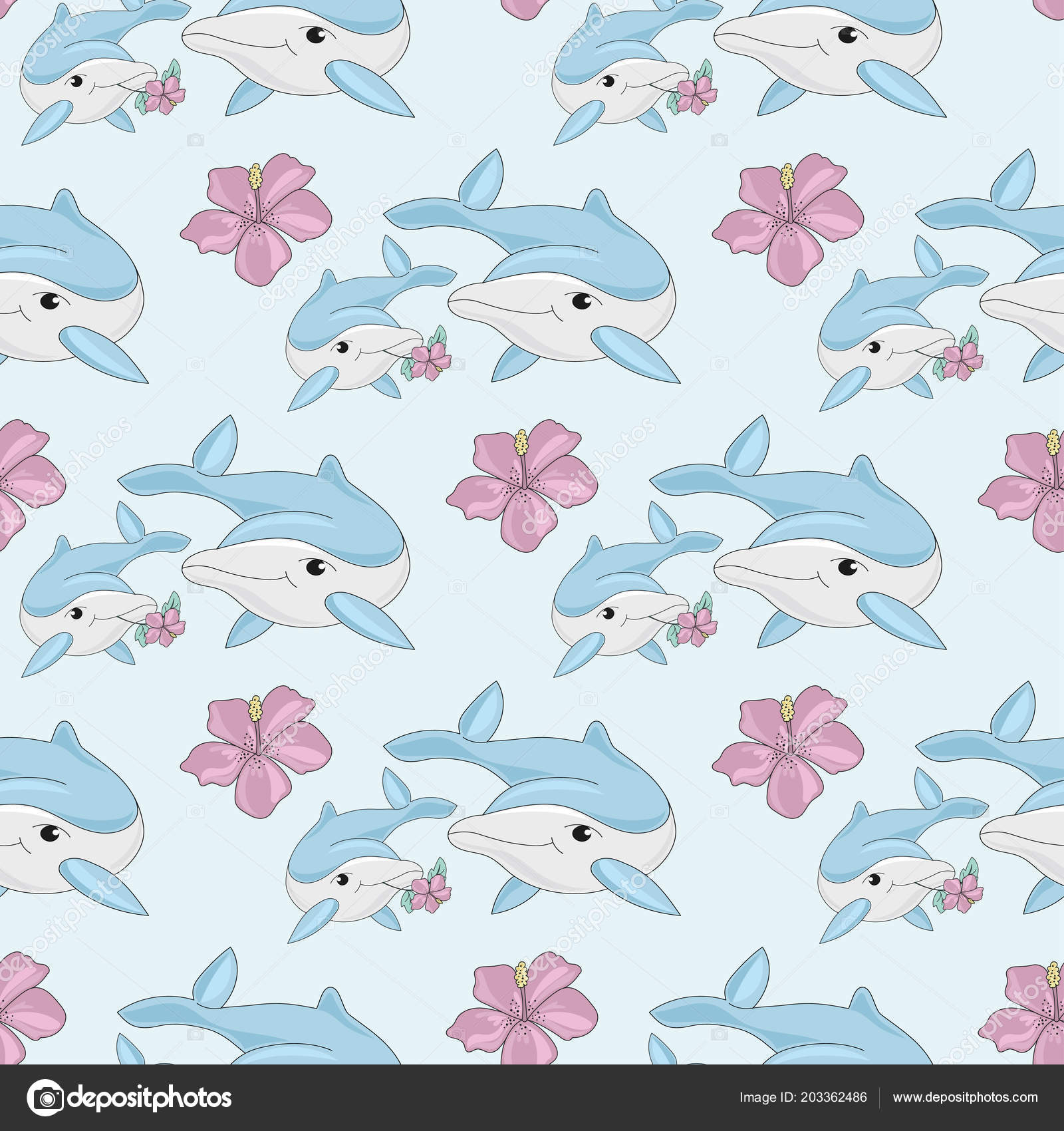 海无缝图案彩色矢量海豚纸为生日和婚礼墙壁装饰品剪贴簿婴儿书相册和卡片打印图库矢量图©thanks.farawaykingdom.net  203362486, image size:1600x1700