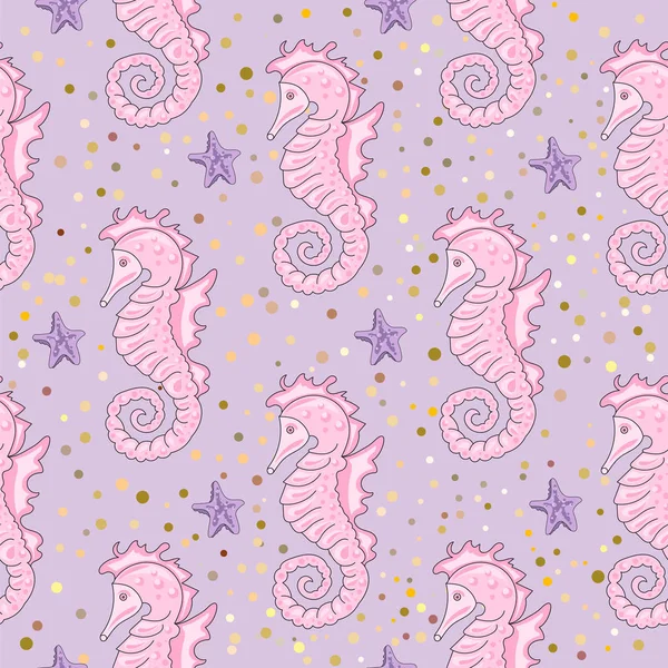 Deniz Dikişsiz desen renkli vektör Sea Horse kağıt için Doğum günü ve düğün, duvar süslemeleri, Scrapbooking, bebek kitap, fotoğraf albümleri ve kartı yazdır