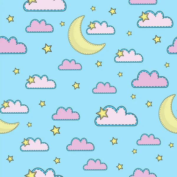 Çizgi film Dikişsiz desen renk vektör çizim gökyüzü kağıt için Doğum günü ve parti, duvar süslemeleri, Scrapbooking, bebek kitap, fotoğraf albümleri ve kartı yazdır