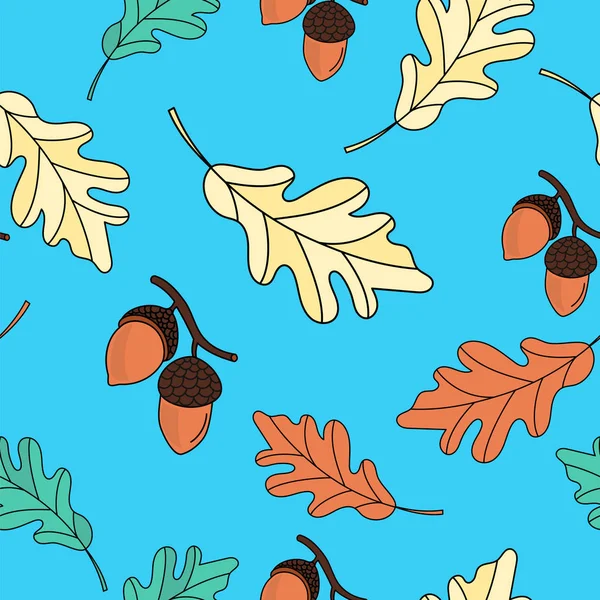 Motif Sans Couture Automne Feuilles Chêne Illustration Vectorielle Couleur Pour — Image vectorielle