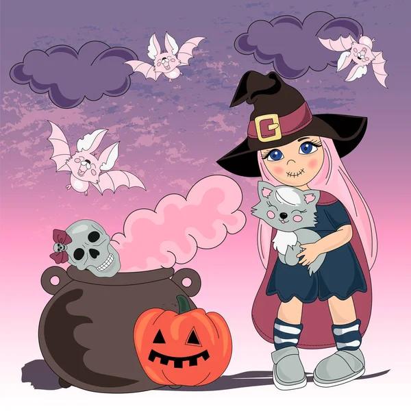 Halloween Color Vector Illustration Set Festa Dell Oscurità Scrapbooking Party — Vettoriale Stock