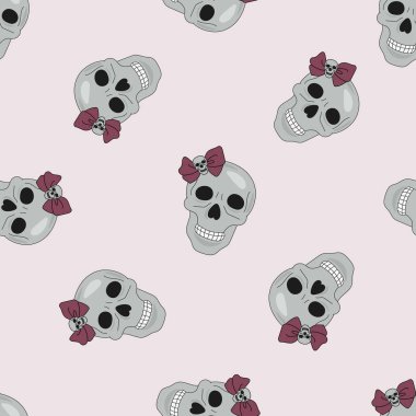 Cadılar Bayramı Seamless modeli parti kafatası renk vektör çizim Set dijital baskı, tatil, duvar süslemeleri, Scrapbooking, fotoğraf albüm tasarımı ve dijital kağıt için