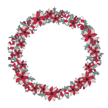 Mutlu Noeller renk vektör çizim yılbaşı çelengi Scrapbooking ve dijital baskı için kart ve fotoğraf çocuk albümleri ayarla