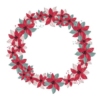 Mutlu Noeller renk vektör çizim kırmızı çelenk Scrapbooking ve dijital baskı için kart ve fotoğraf çocuk albüm ayarla