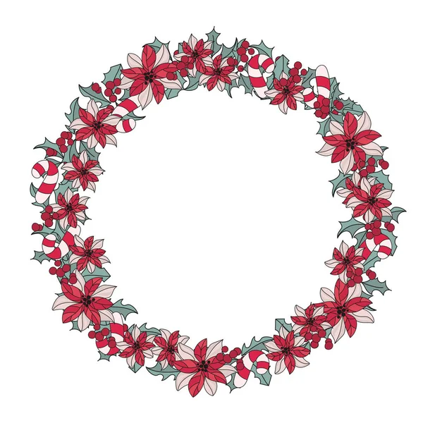 Merry Christmas Color Vector Illustration Set Novo Ano Wreath Para — Vetor de Stock