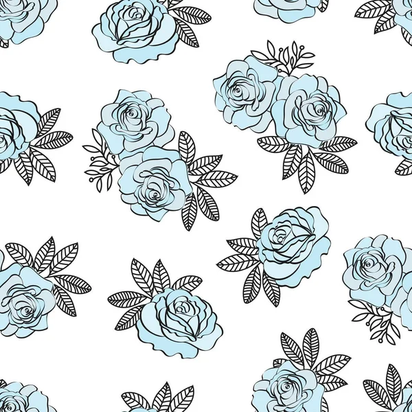 Düğün Doğum günü tatil parti çiçek Seamless modeli mavi gül desen renk vektör çizim