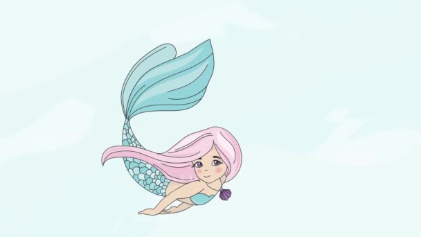 Tarjeta Felicitación Animada Mermaid Underwater — Vídeo de stock