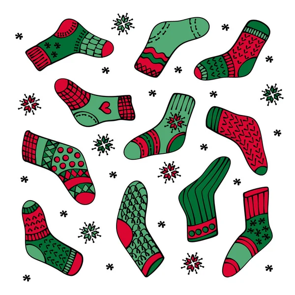 Handrawn Socks Set Colorful Vector Illustration Set Compleanno Festa Decorazioni — Vettoriale Stock
