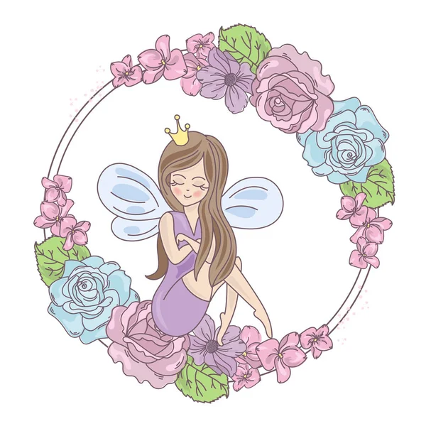 Fairy Bloemen Bruiloft Vectorillustratie Instellen Drukken Uitnodiging Groeten Decoratie Heilwens — Stockvector