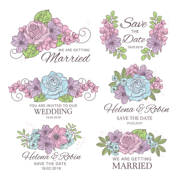 Wedding Decorator Wedding Vector Illustration Set Print Convite Saudação Decorar —  Vetores de Stock