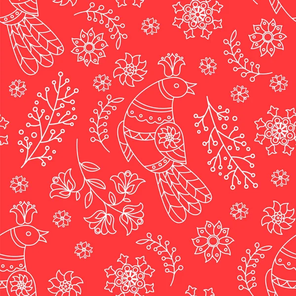 Ethnisch Roten Dekorativen Folk Ornament Nahtlose Muster Farbvektor Illustration Set — Stockvektor